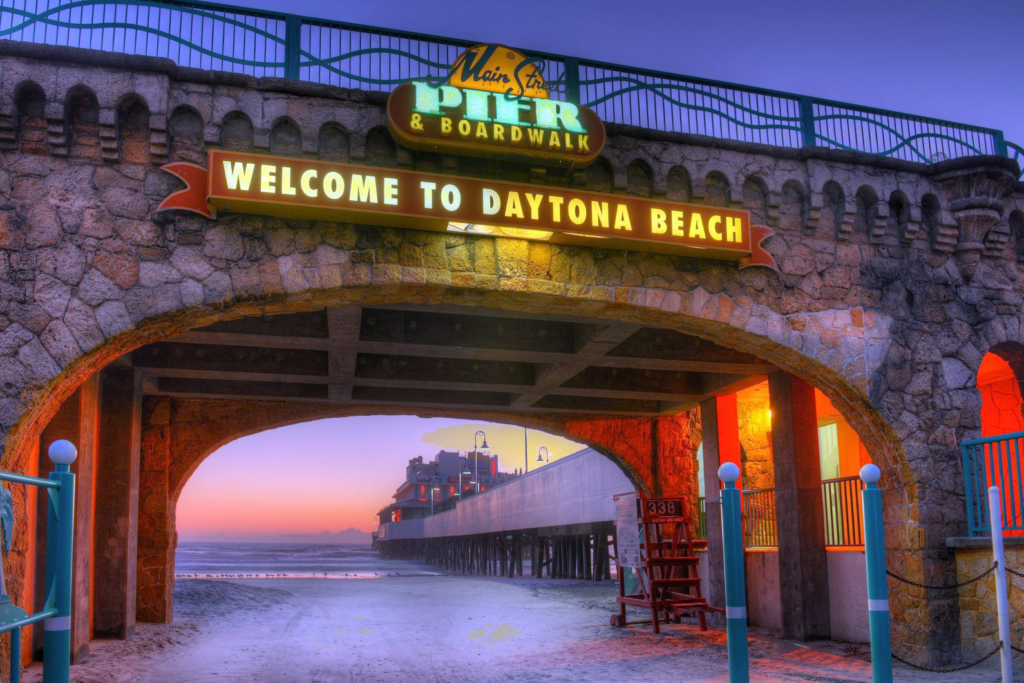 Daytona Beach Pier Lit Up At Night